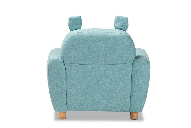 Baxton Studio Gloria Modern and Contemporary Sky Blue Fabric Upholstered Kids Armchair with Animal Ears