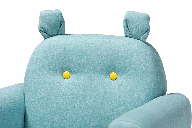 Baxton Studio Gloria Modern and Contemporary Sky Blue Fabric Upholstered Kids Armchair with Animal Ears