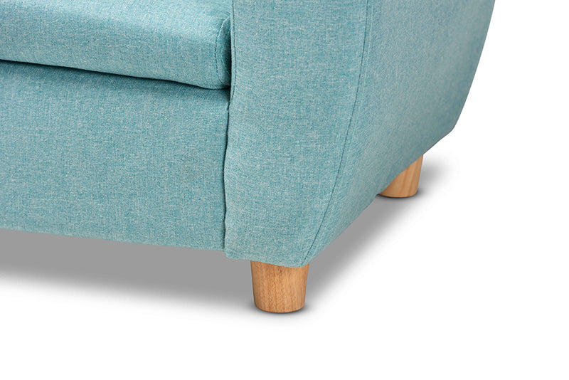 Baxton Studio Gloria Modern and Contemporary Sky Blue Fabric Upholstered Kids Armchair with Animal Ears