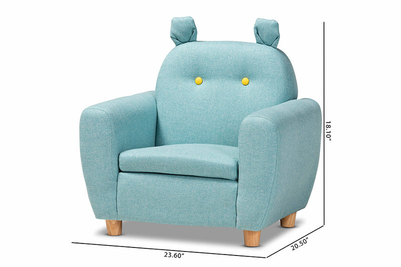 Baxton Studio Gloria Modern and Contemporary Sky Blue Fabric Upholstered Kids Armchair with Animal Ears