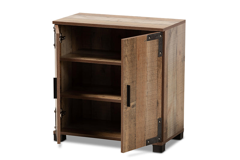 Baxton Studio Cyrille Modern and Contemporary Farmhouse Rustic Finished Wood 2-Door Shoe Cabinet