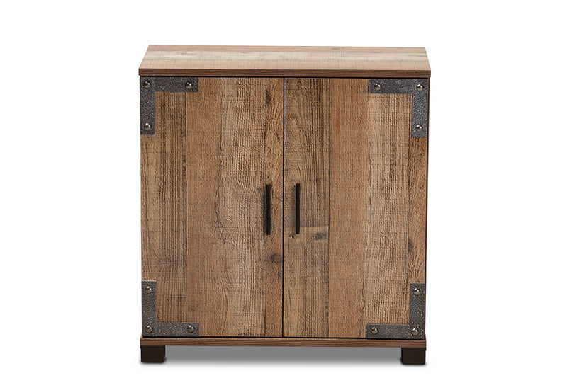 Baxton Studio Cyrille Modern and Contemporary Farmhouse Rustic Finished Wood 2-Door Shoe Cabinet