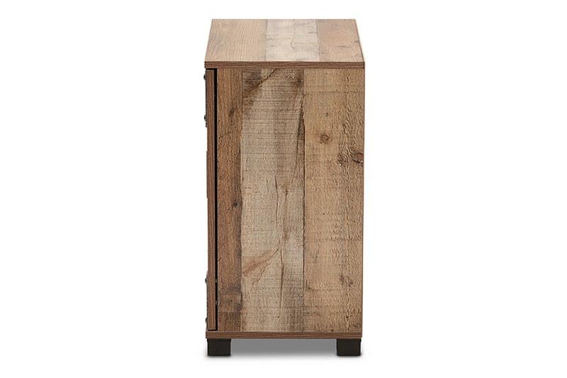 Baxton Studio Cyrille Modern and Contemporary Farmhouse Rustic Finished Wood 2-Door Shoe Cabinet