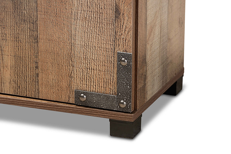 Baxton Studio Cyrille Modern and Contemporary Farmhouse Rustic Finished Wood 2-Door Shoe Cabinet