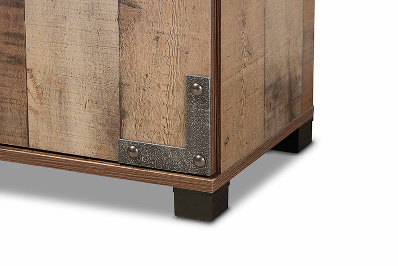 Baxton Studio Cyrille Modern and Contemporary Farmhouse Rustic Finished Wood 3-Door Shoe Cabinet