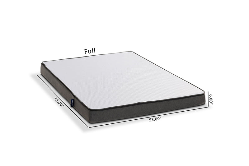 Baxton Studio Emery 6-Inch Dual Layered Hypoallergenic Full Size Memory Foam Mattress