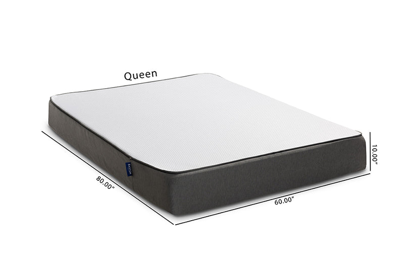 Baxton Studio Cara 10-Inch Triple Layered Hypoallergenic Queen Size Memory Foam Mattress