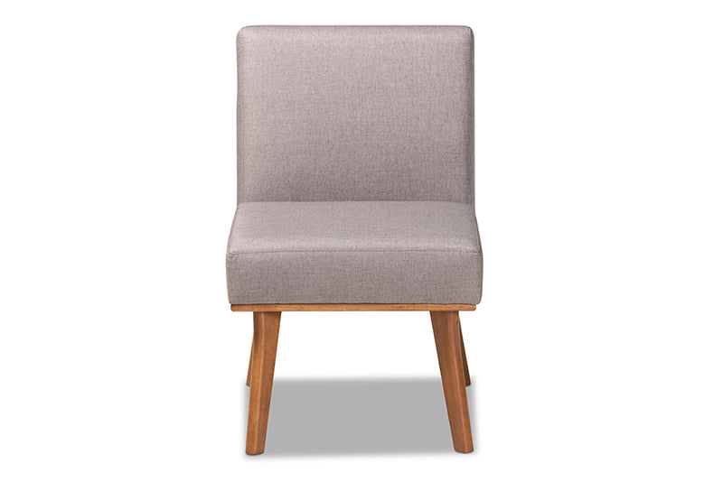 Baxton Studio Odessa Mid-Century Modern Grey Fabric Upholstered and Walnut Brown Finished Wood Dining Chair