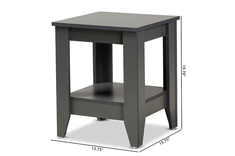 Baxton Studio Audra Modern and Contemporary Grey Finished Wood Living Room End Table