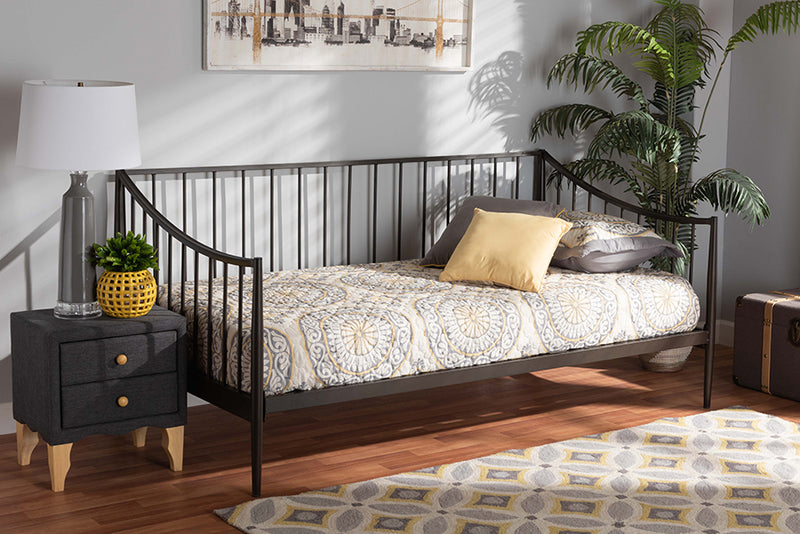 Baxton Studio Rupert Vintage Industrial Black Metal Daybed