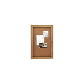 Quartet Enclosed Cork Indoor Bulletin Boards, 2 x 3 Feet, 1 Door, Oak Finish (363)