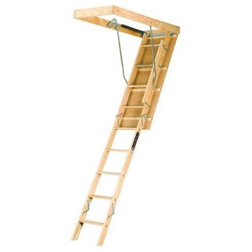 Louisville Ladder L224P 250-Pound Duty Rating Wooden Attic Ladder Fits 8-Foot 9-Inch to 10-Foot Ceiling Height, 22.5-by-54-Inch Ceiling Rough Opening