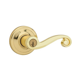 Kwikset Lido Entry Lever featuring SmartKey in Polished Brass