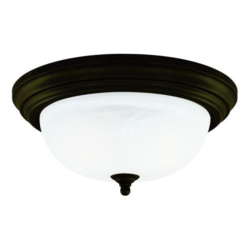 Westinghouse 64290 11-Inch One-Light Flush Mount Fixture, Oil Rubbed Bronze with Frosted White Alabaster Globe