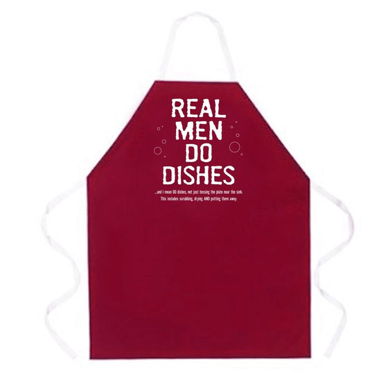 Attitude Aprons Fully Adjustable "Real Men Do Dishes" Apron, Maroon
