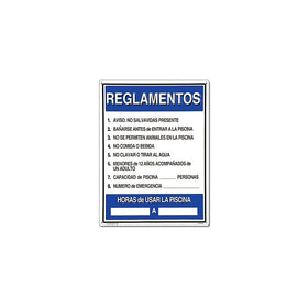 Poolmaster 40384 Spanish Language Reglamentos-InchPool Rules Sign for Residential or Commercial Pools