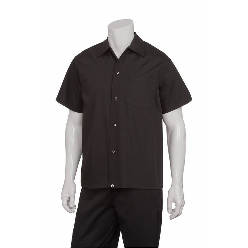 Chef Works Men's Utility Cook Shirt, Black, Large