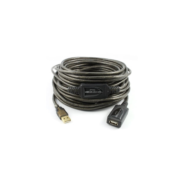 PTC - 20 Meters (64 Feet) USB 2.0 Active Extension / Repeater Cable A Male to A Female - Supports High Speed USB2.0 480 Mbps