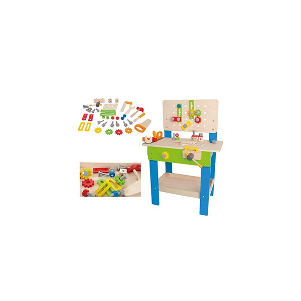 Award Winning Hape Master Workbench Kid's Wooden Toolbench Pretend Builder Set