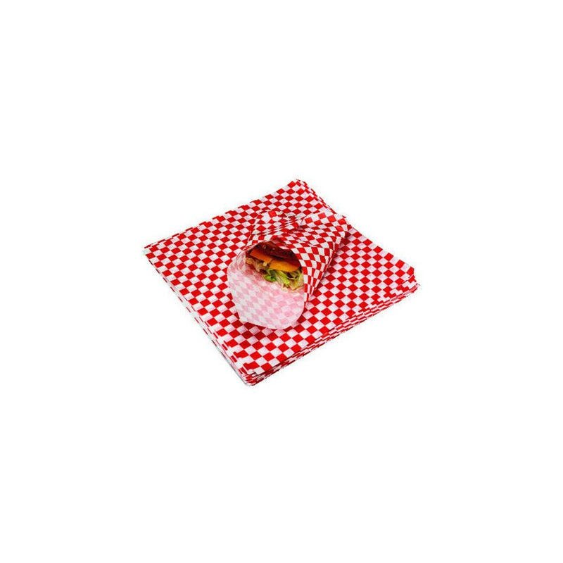 Bagcraft Papercon 057700 Grease Resistant Paper Wrap and Basket Liner, 12" Length x 12" Width, Red Check (5 Packs of 1000)