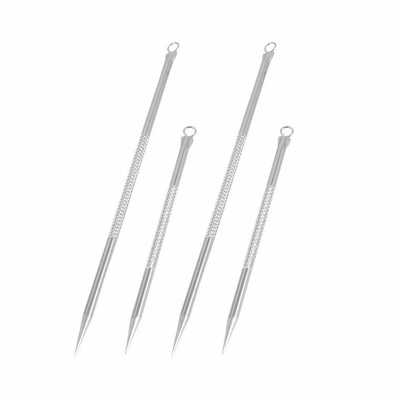 uxcell Stainless Steel Facial Blackhead Extractor Acne Remover Needle 4 Pcs Silver Tone