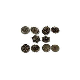 Rockin Beads Brand, Mixed Antique Brass Fillagree Sewing Metal Buttons 1 to 1-1/4 Inch 23-28mm, Sold Per Pack of 50