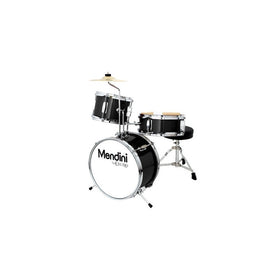Mendini by Cecilio 13 Inch 3-Piece Kids / Junior Drum Set with Adjustable Throne, Cymbal, Pedal & Drumsticks, Metallic Black, MJDS-1-BK
