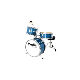Mendini by Cecilio 13 Inch 3-Piece Kids/Junior Drum Set with Adjustable Throne, Cymbal, Pedal & Drumsticks, Metallic Blue, MJDS-1-BL