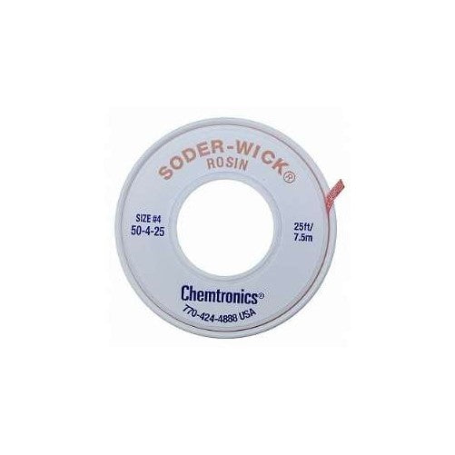 Chemtronics 50-4-25 Soder-Wick Rosin De-Soldering Braid, 0.110", 25'