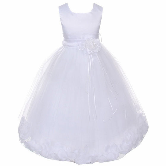 Kids Dream White Satin White Petal Flower Girl Dress Girl 12M