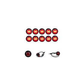 10 NEW LONG HAUL 3/4" RED LED CLEARANCE MARKER BULLET LIGHT TRUCK TRAILER MARKER LIGHTS BLACK TRIM & CONNECTOR ENDS