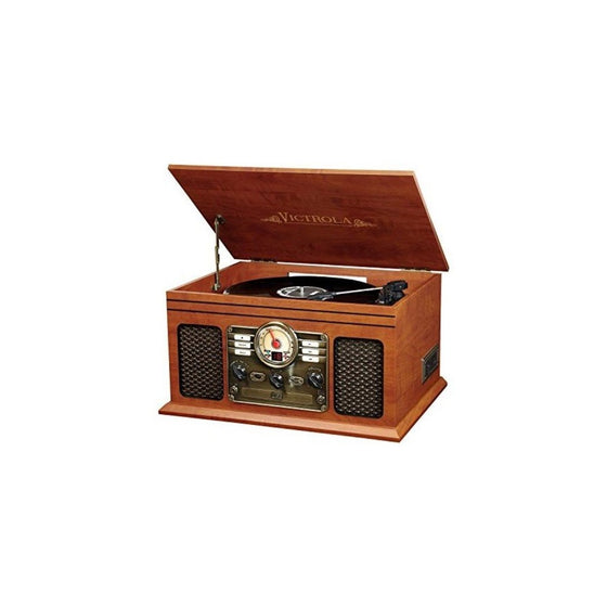 Victrola Nostalgic Classic Wood 6-in-1 Bluetooth Turntable Entertainment Center, Mahogany