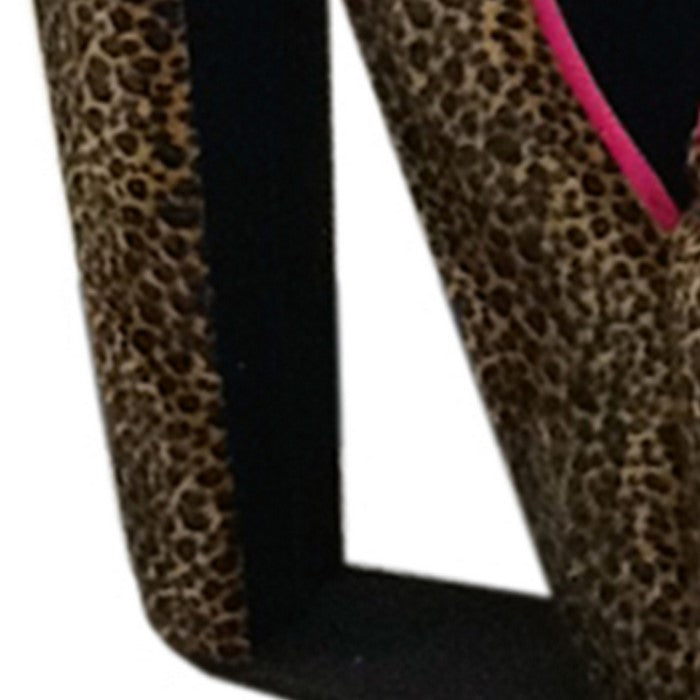 Animal Print High Heel Shaped Chair with Storage, Brown and Black