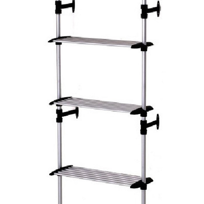 4 Tier Telescopic Metal Frame Clothes Rack, Silver and Black