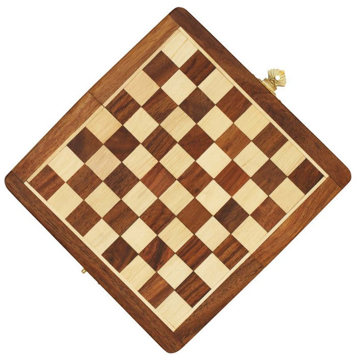 Benzara Magnetic Handmade Chess Set Foldable Game In Wood, Brown And Beige