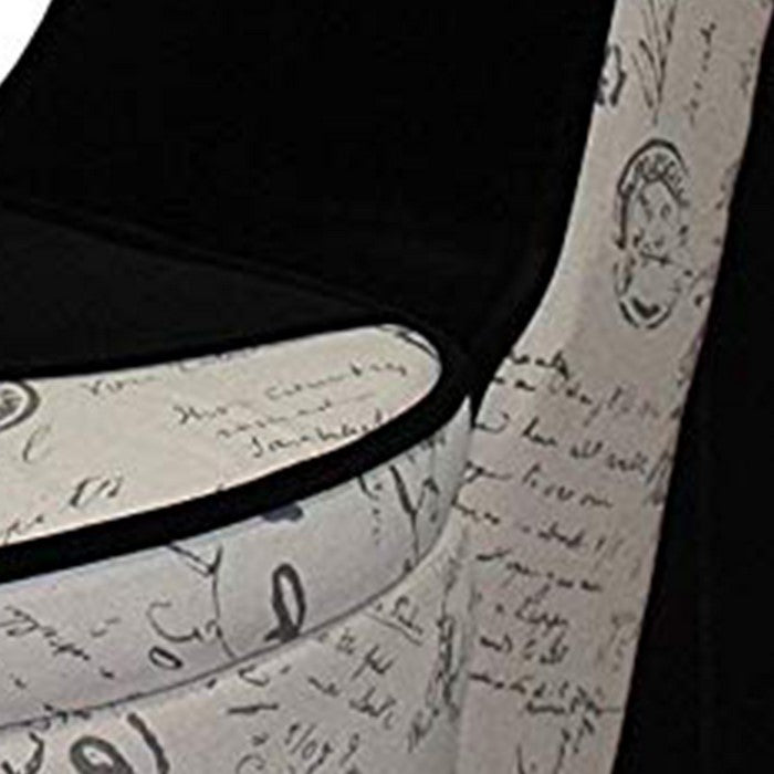 Script Print High Heel Shaped Chair with Storage, Beige and Black