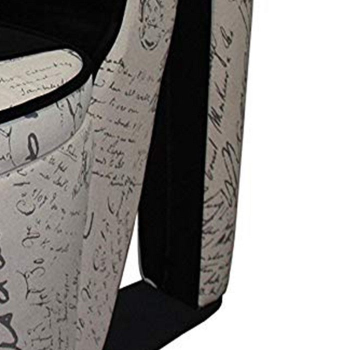 Script Print High Heel Shaped Chair with Storage, Beige and Black
