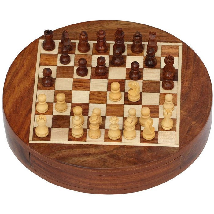 Handmade Chess Set With Magnetic Chessmen & Storage In Rosewood Benzara Brand