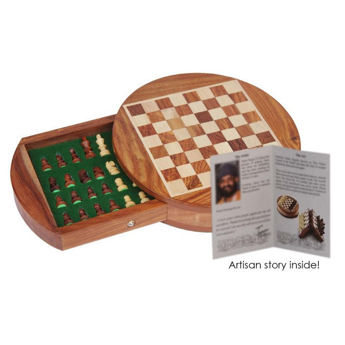 Handmade Chess Set With Magnetic Chessmen & Storage In Rosewood Benzara Brand
