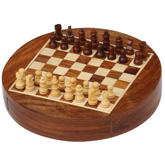 Handmade Chess Set With Magnetic Chessmen & Storage In Rosewood Benzara Brand