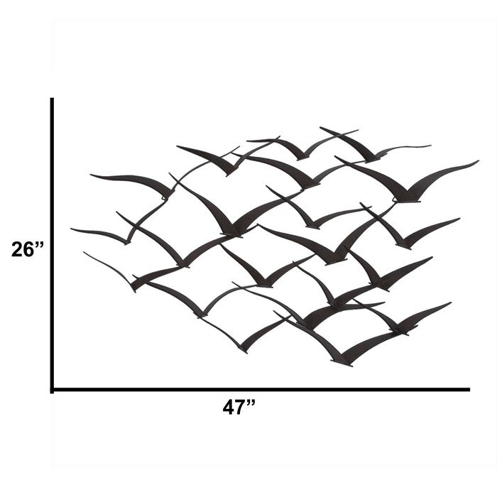 Benzara Metal Flock of Flying Birds WallDecor,  Black
