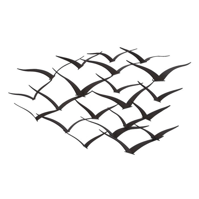 Benzara Metal Flock of Flying Birds WallDecor,  Black