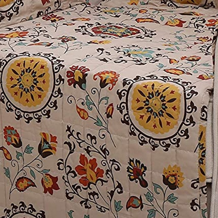 Polyester Arm Chair Protector with Floral Print, Multicolor