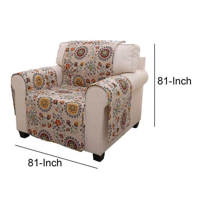 Polyester Arm Chair Protector with Floral Print, Multicolor