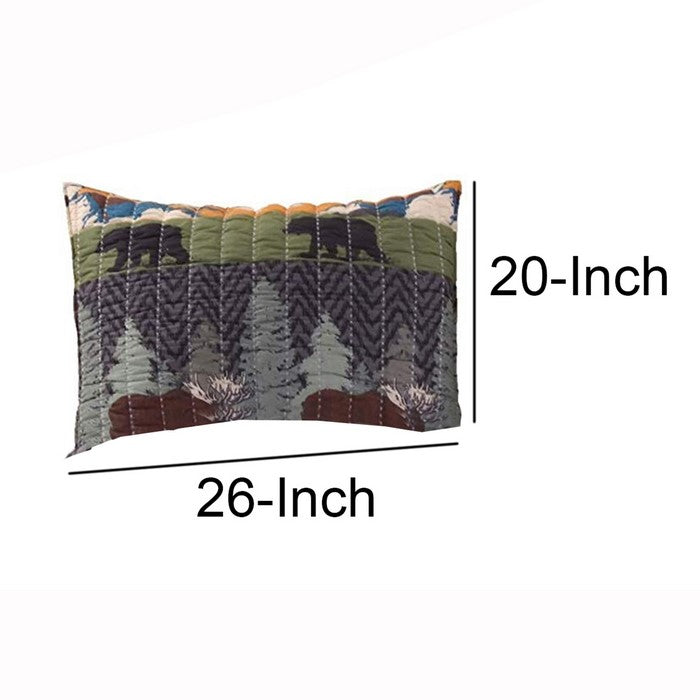 26 x 20 Inches Pillow Sham with Nature Inspired Print, Multicolor