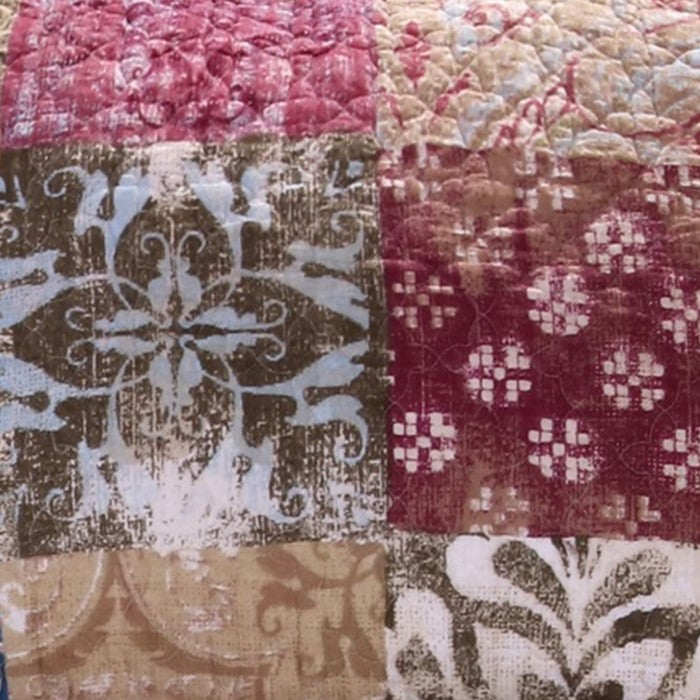 36 L x 20 W Cotton King Size Pillow Sham with Floral Print, Red and Brown