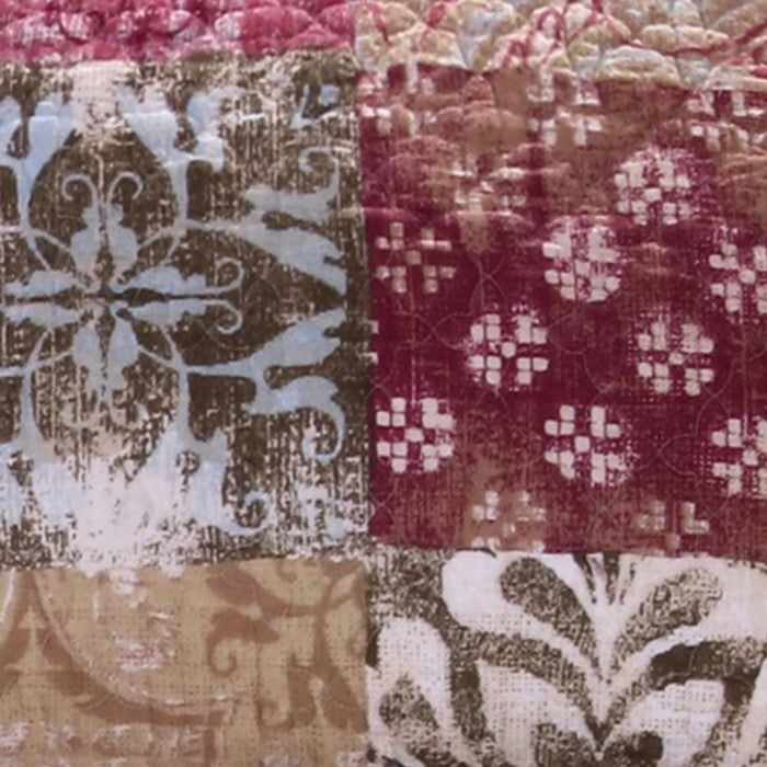 26 L x 20 W Cotton King Size Pillow Sham with Floral Print, Red and Brown
