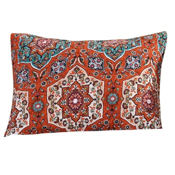 36 x 20 Polyester King Size Sham with Medallion and Floral Motif, Red