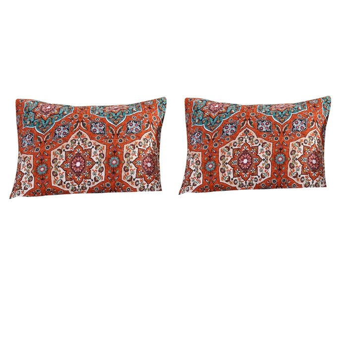 36 x 20 Polyester King Size Sham with Medallion and Floral Motif, Red