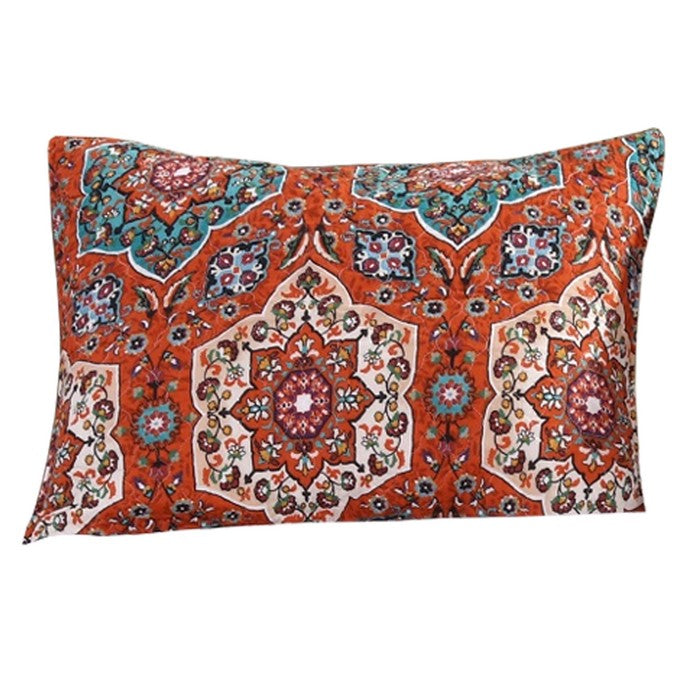 26 L x 20 W Polyester Standard Sham with Medallion and Floral Motif, Red